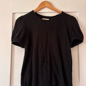 Madewell Black Short Sleeve Linen Blend Tee